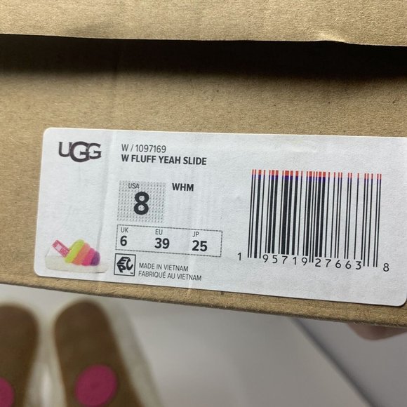 UGG Fluff Yeah 1097169 Slide Slippers Womens 8 White Multi Striped Slip On S0620 - Picture 8 of 9